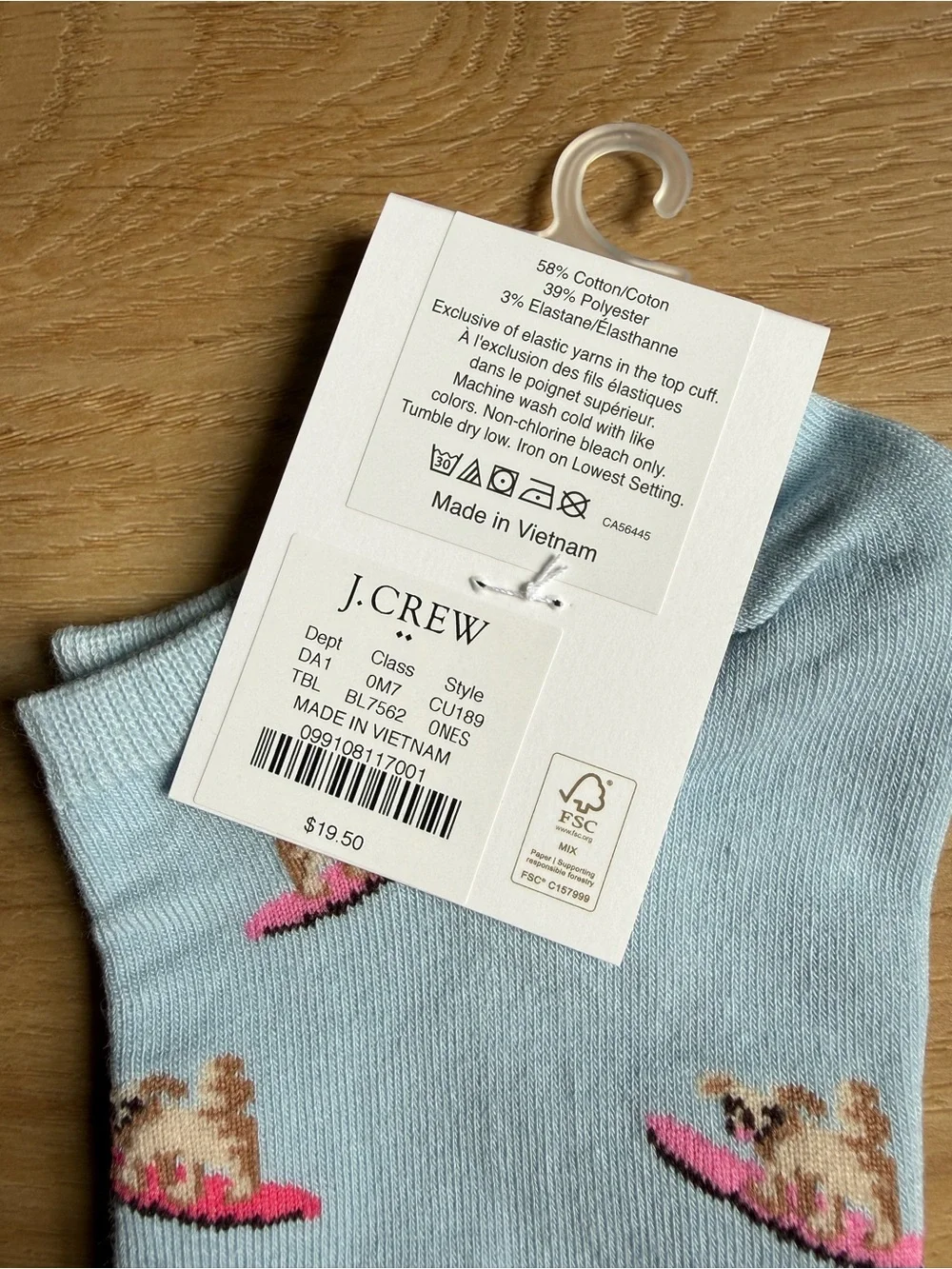 J. Crew Women’s Surfing puppy ankle socks - CU189 - One Size - NWT